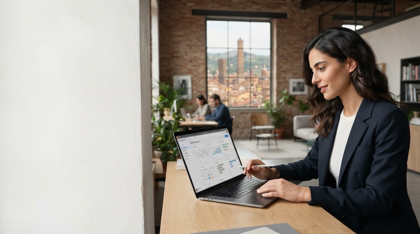programma Meer Dividbrook: interfaccia dashboard con indicatori di sistema attivo e trend di dati finanziari